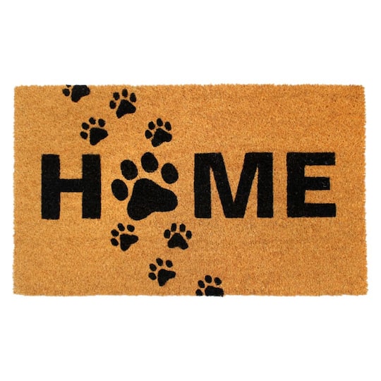 RugSmith Black Puppy Paws Home Machine Tufted Coir Doormat